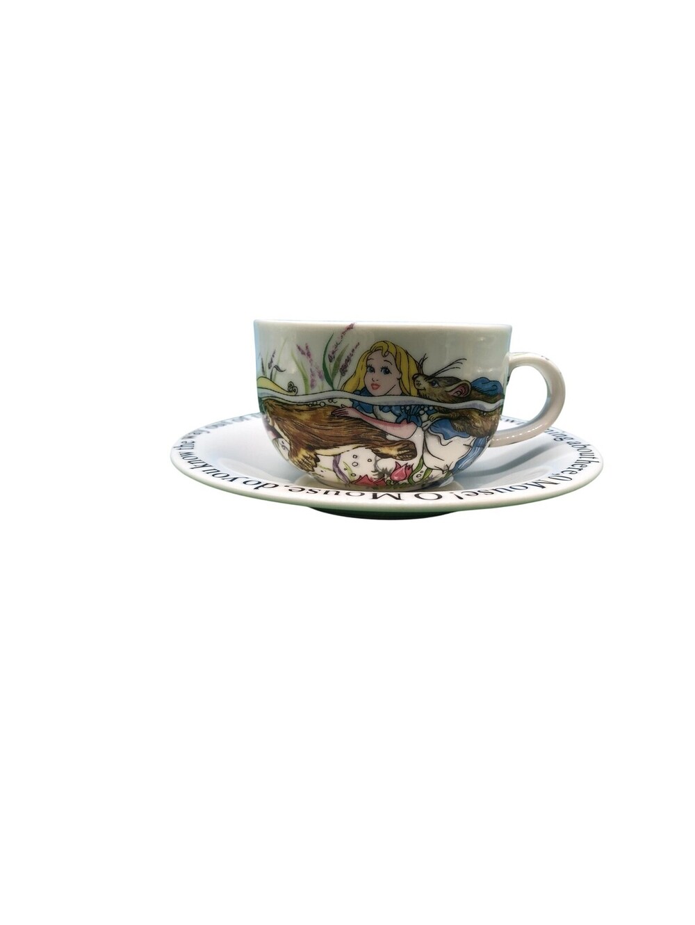 Cardew Alice In Wonderland Porcelain Tea Cup Saucer Set 14 Oz Multicolor Quote